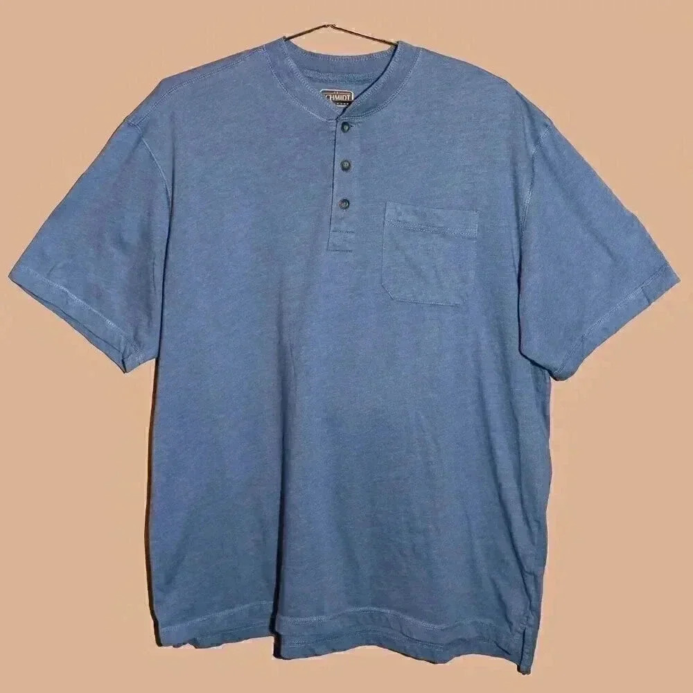C.E. Schmidt Workwear Blue Short Sleeve Button Shirt Size‎ Large Casual Mens Top